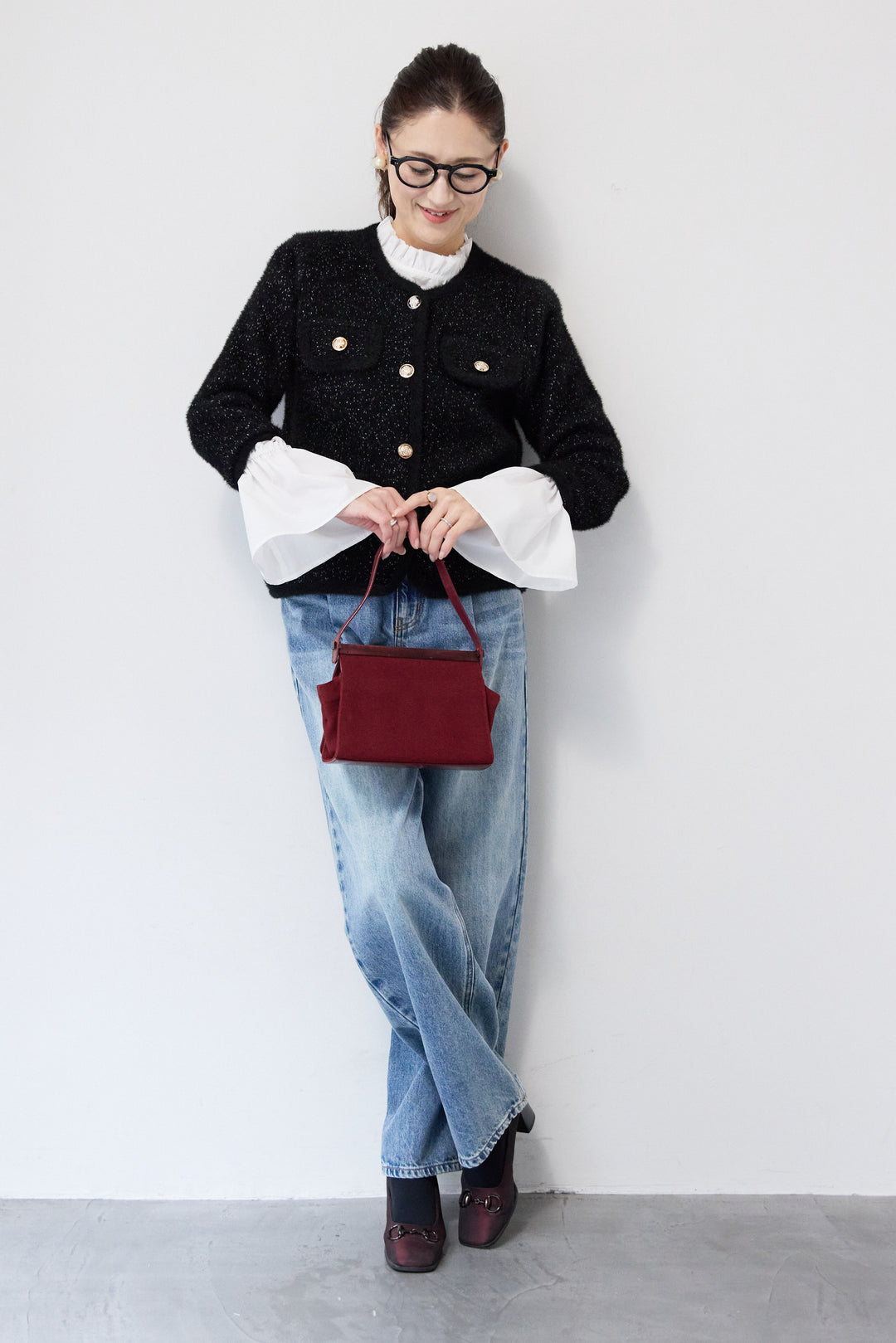 金ボタンニットジャケット