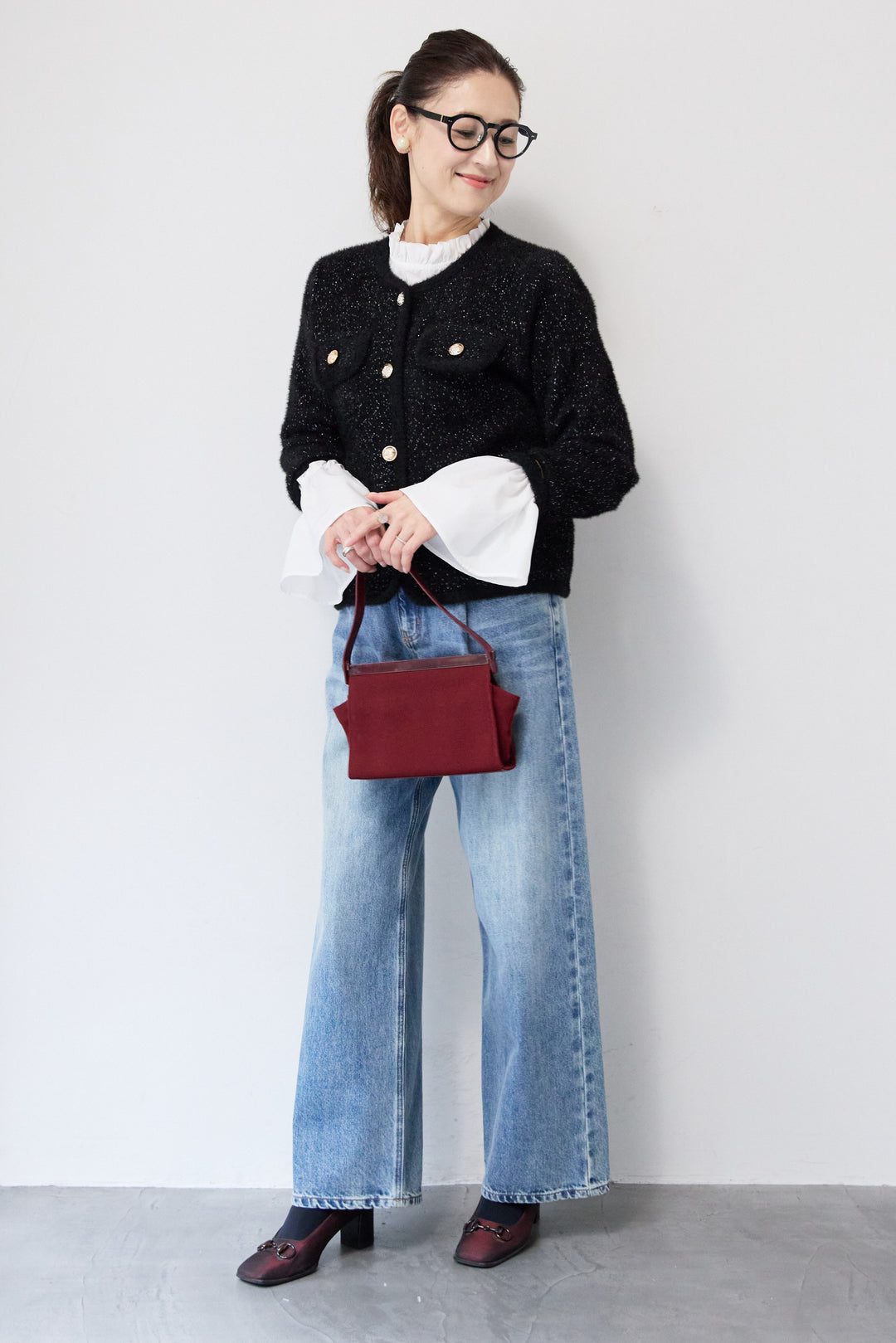 金ボタンニットジャケット