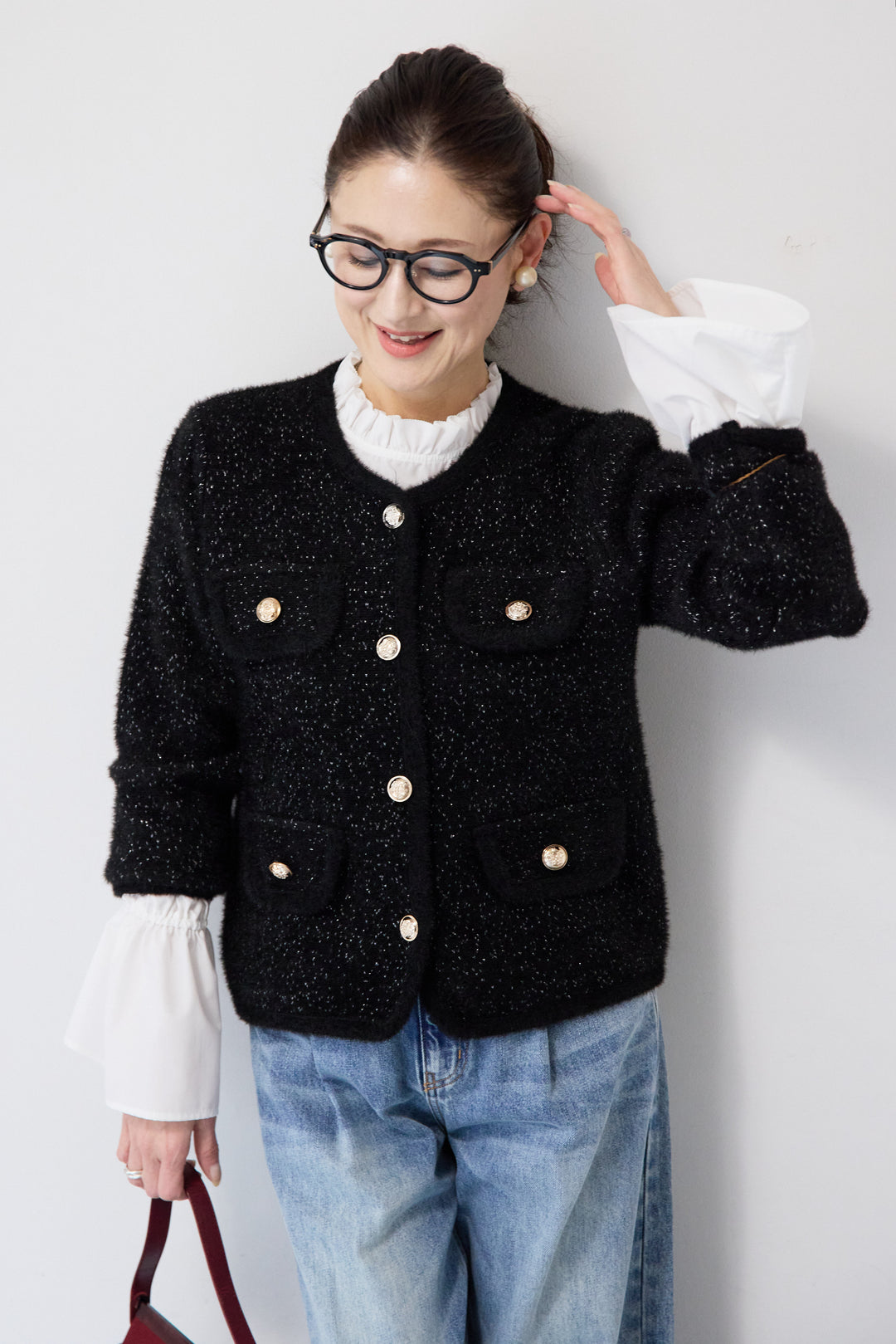 金ボタンニットジャケット