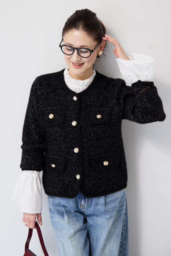 金ボタンニットジャケット