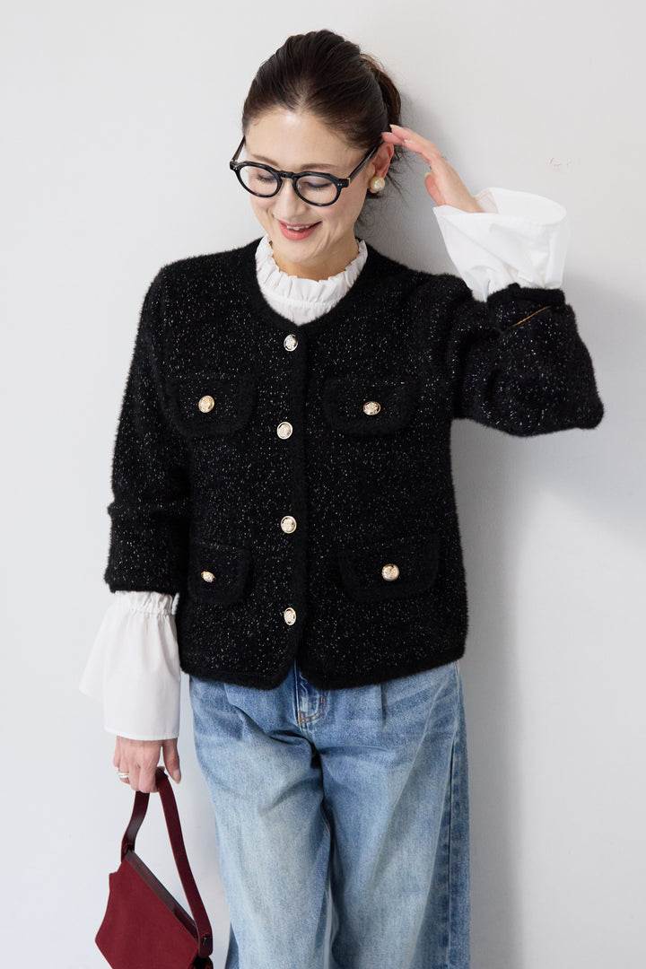 金ボタンニットジャケット