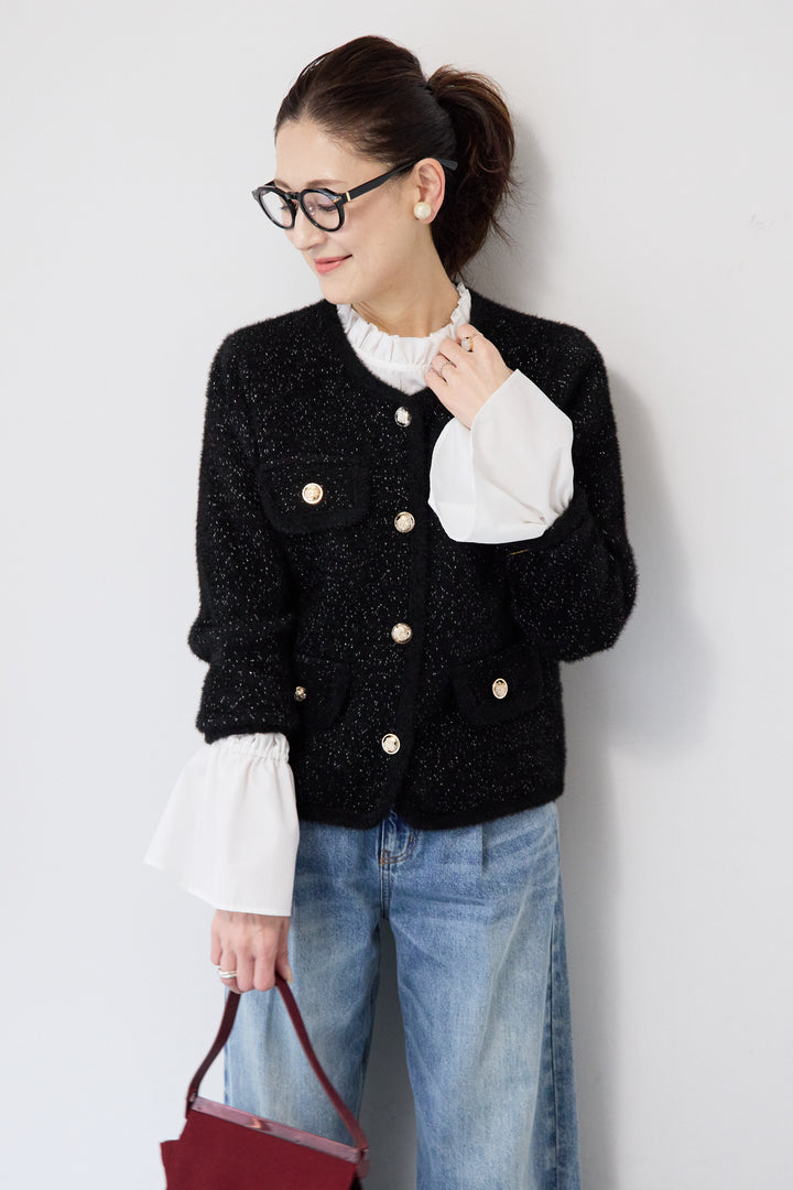 金ボタンニットジャケット