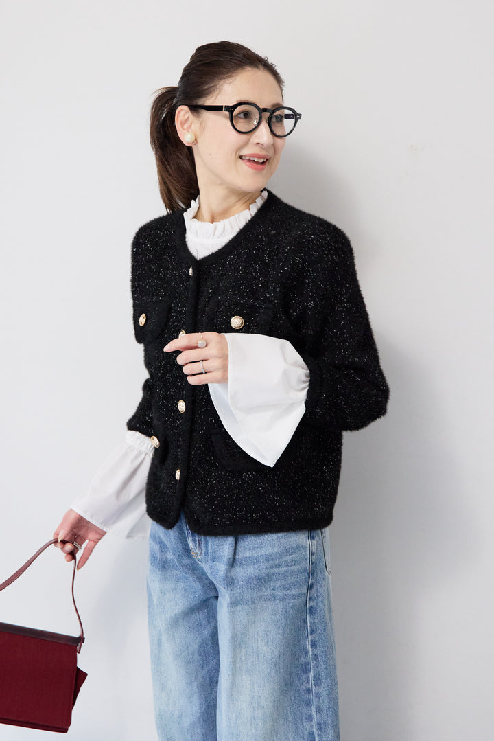 金ボタンニットジャケット