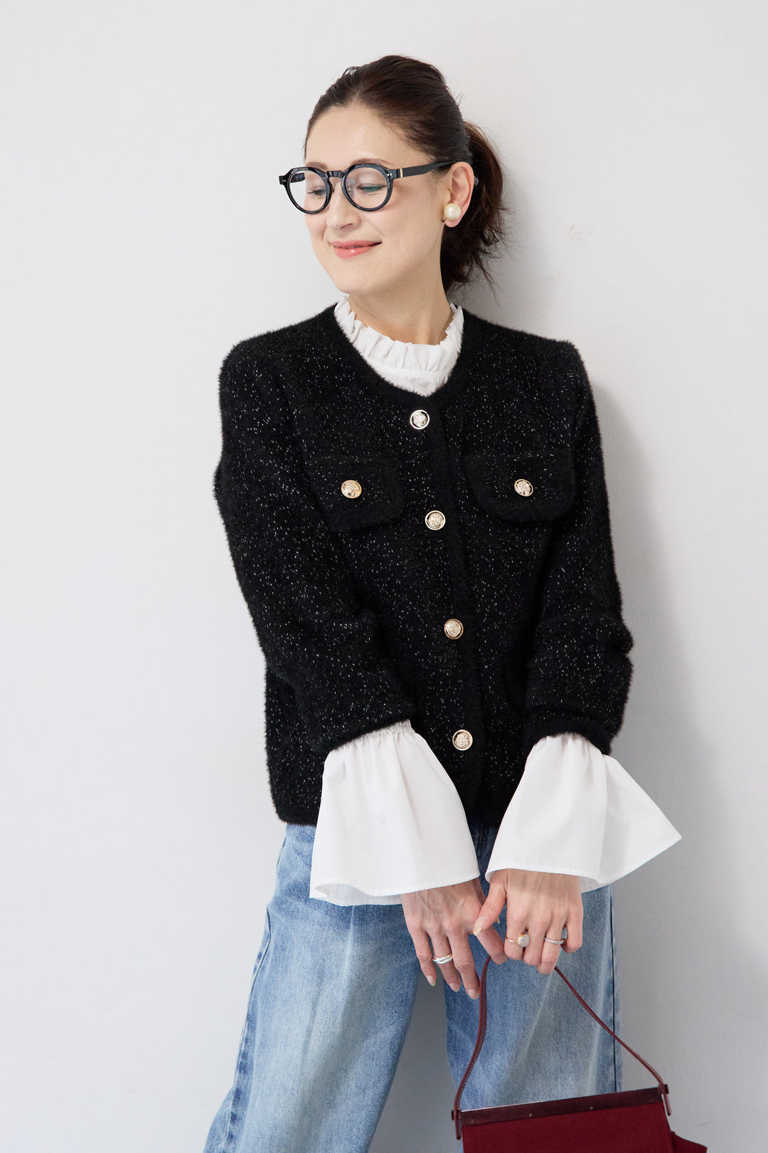 金ボタンニットジャケット