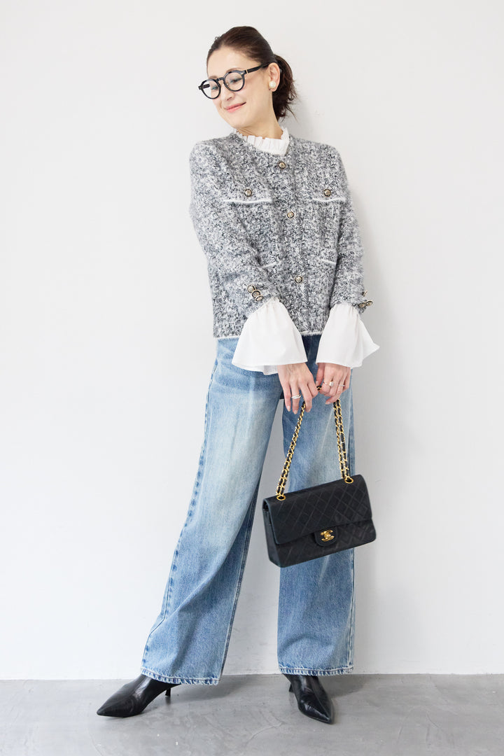 金ボタンニットジャケット