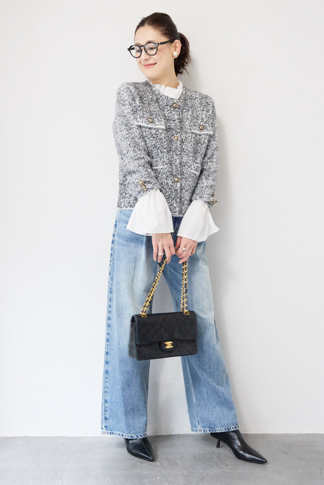 金ボタンニットジャケット