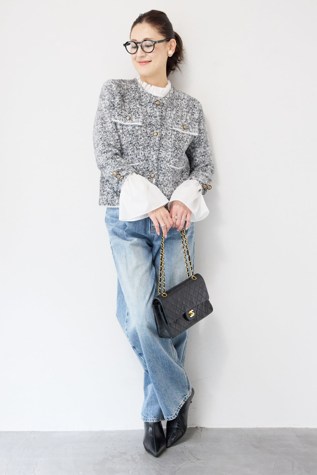 金ボタンニットジャケット