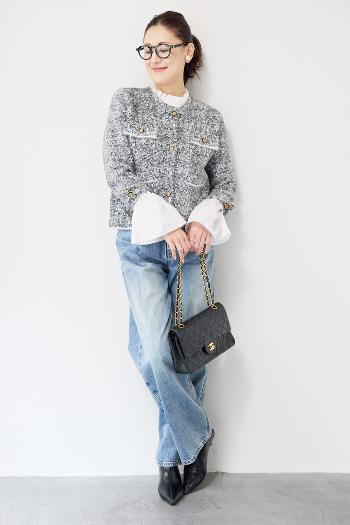 金ボタンニットジャケット