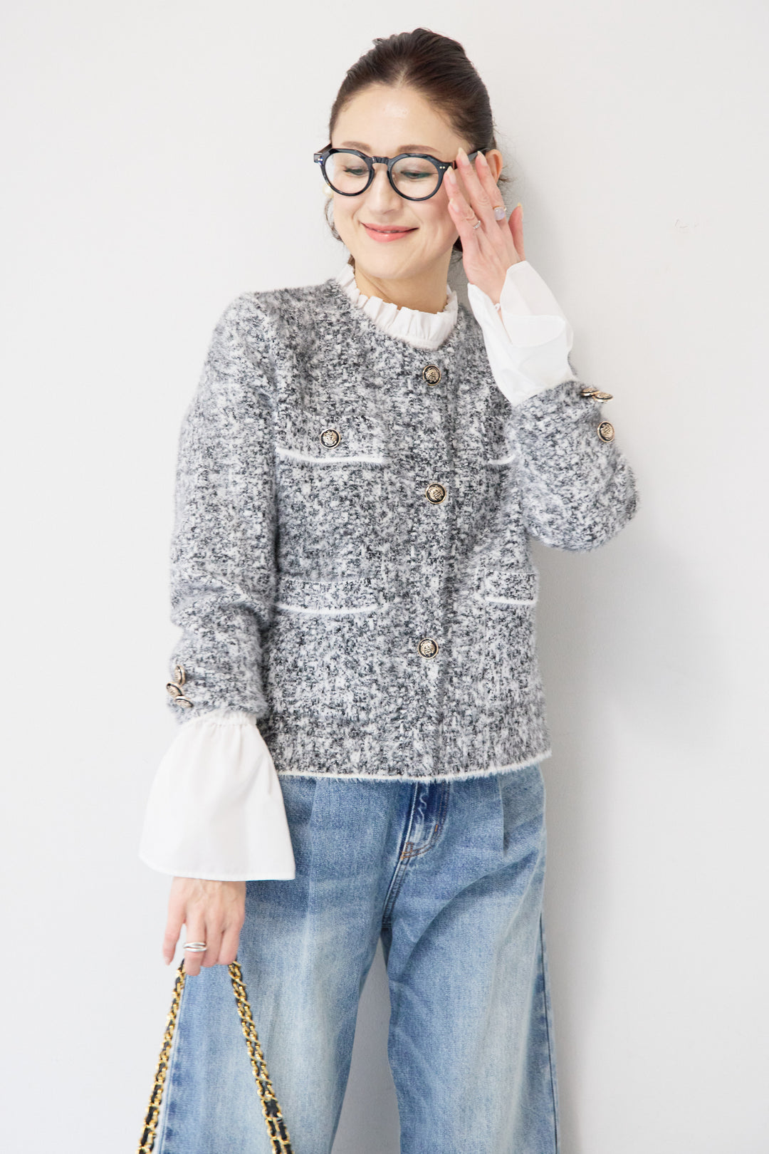 金ボタンニットジャケット