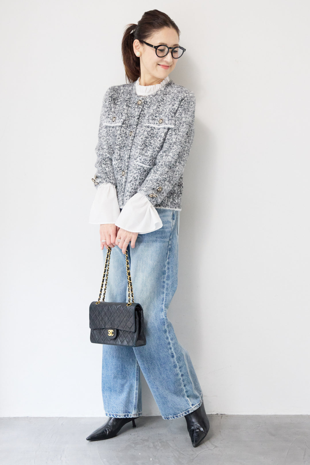 金ボタンニットジャケット