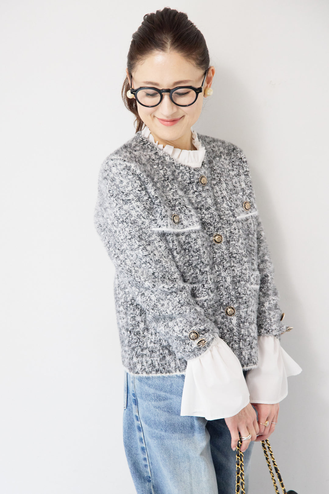 金ボタンニットジャケット