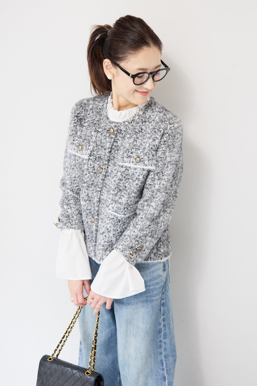 金ボタンニットジャケット
