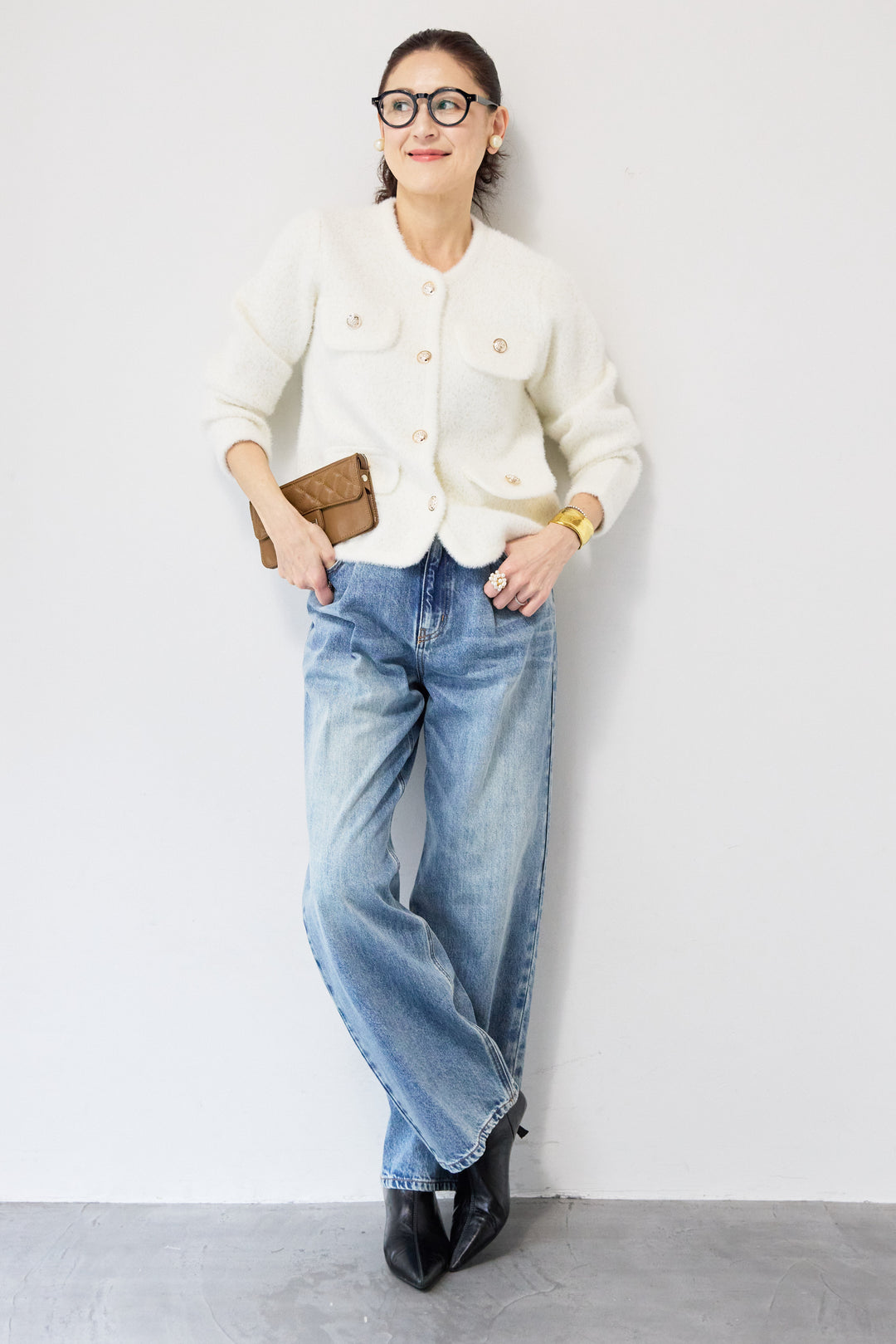 金ボタンニットジャケット