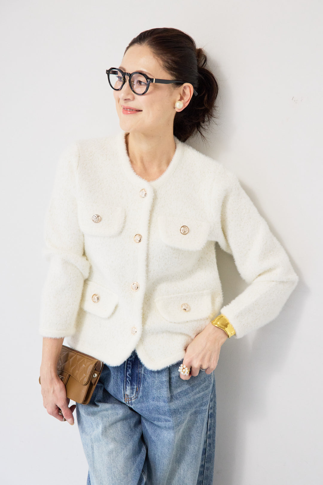 金ボタンニットジャケット