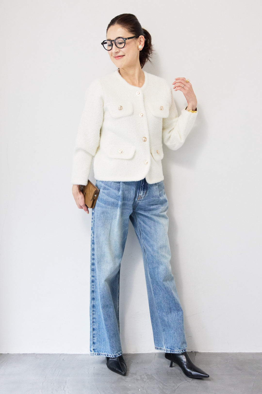 金ボタンニットジャケット