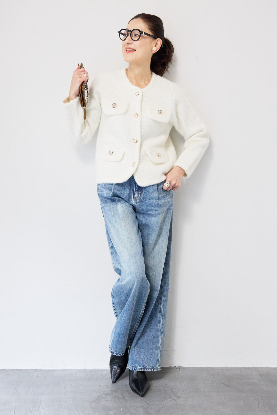 金ボタンニットジャケット