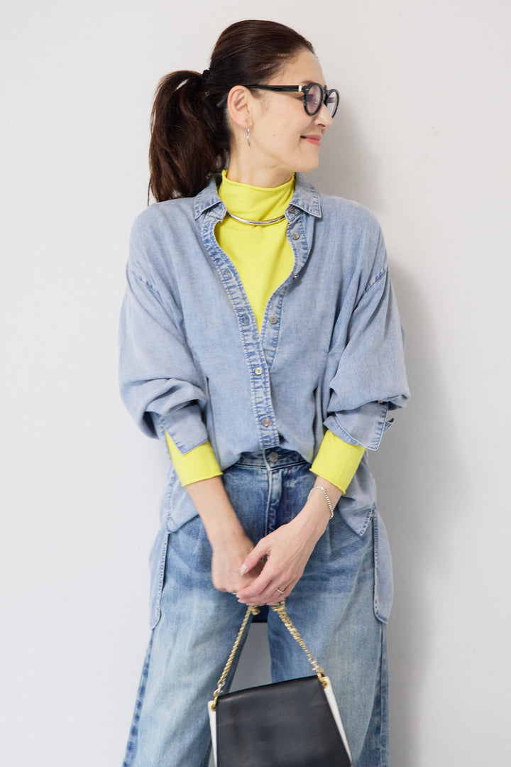 テンセルデニムタックシャツ