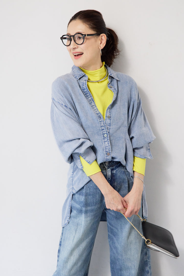 テンセルデニムタックシャツ