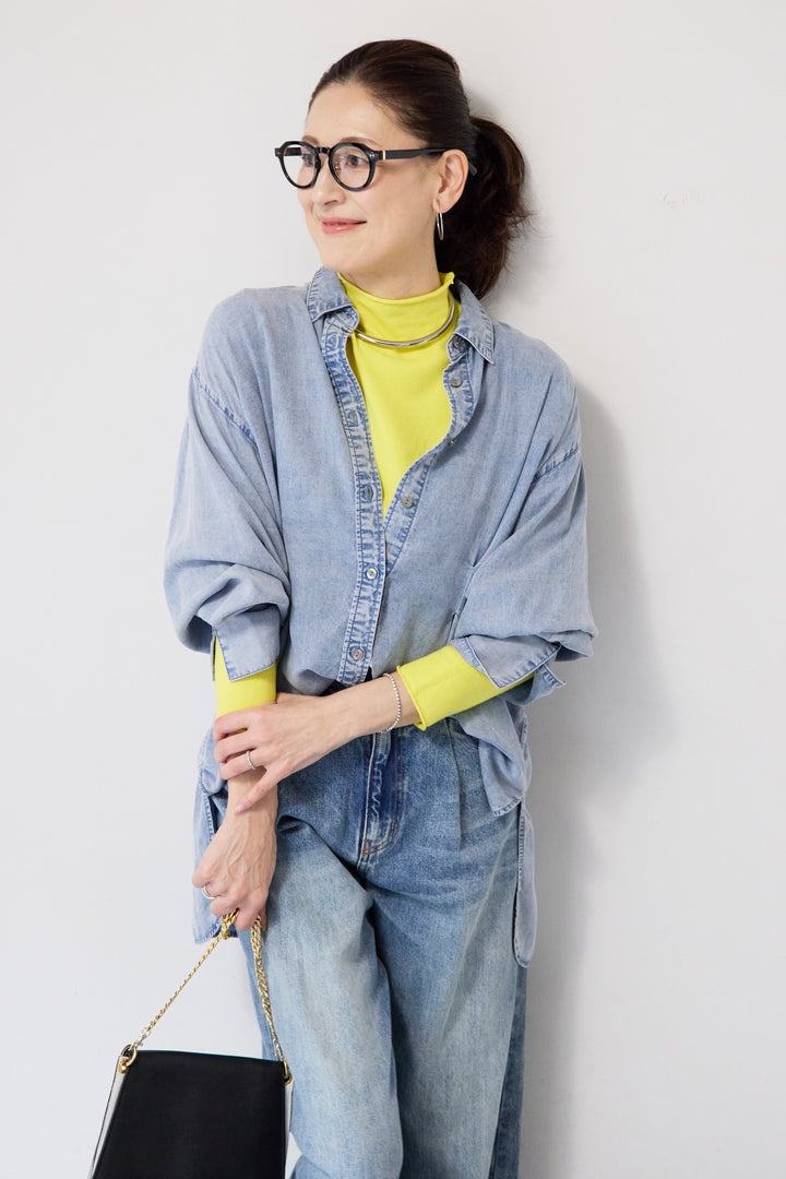 テンセルデニムタックシャツ