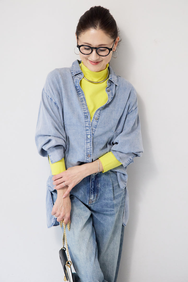 テンセルデニムタックシャツ