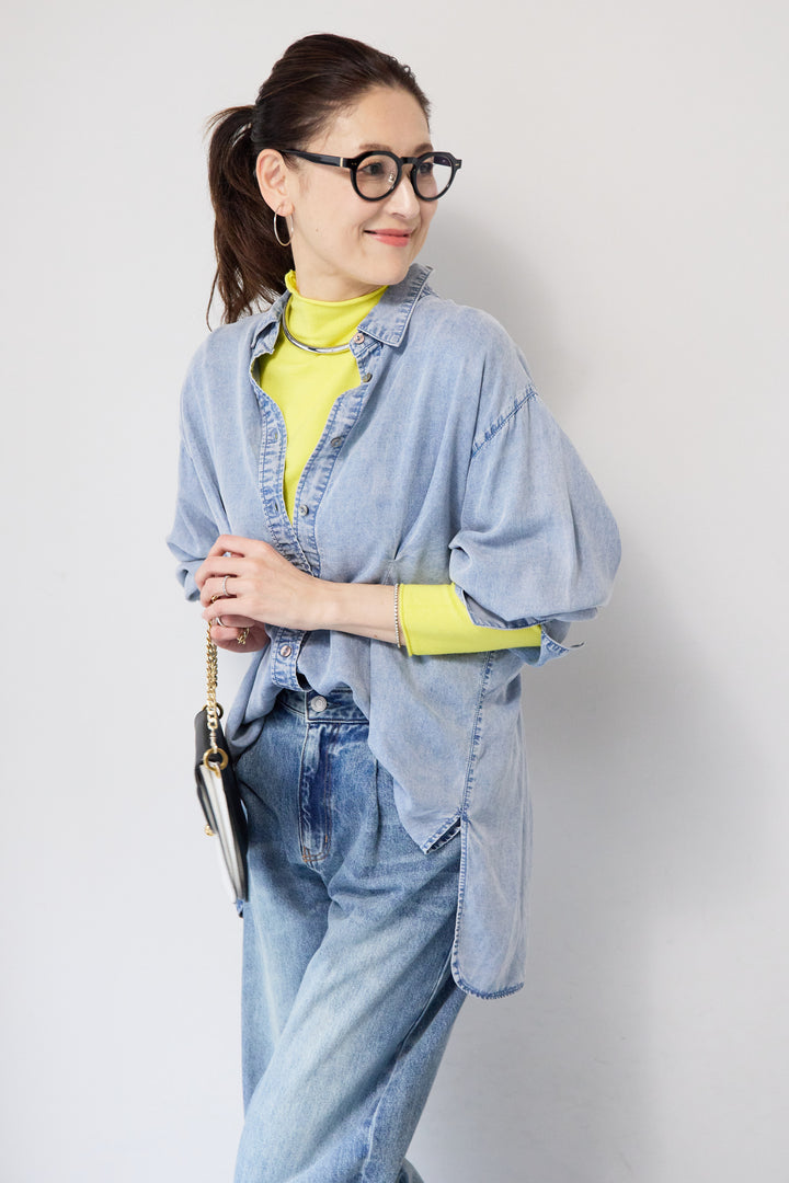 テンセルデニムタックシャツ