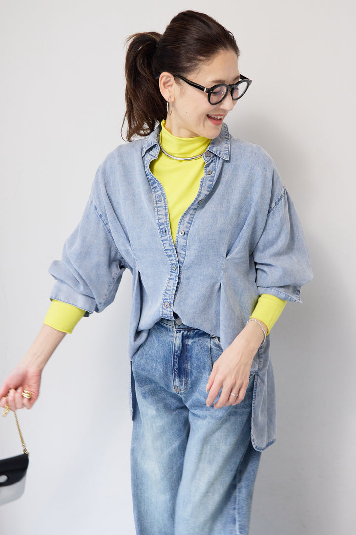 テンセルデニムタックシャツ