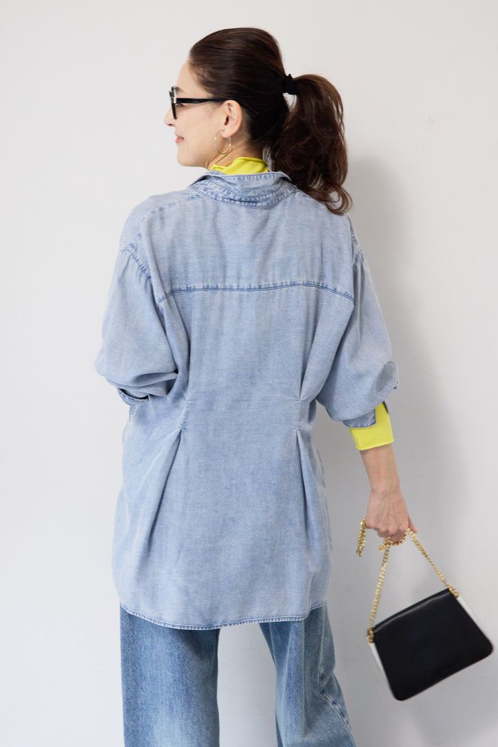 テンセルデニムタックシャツ