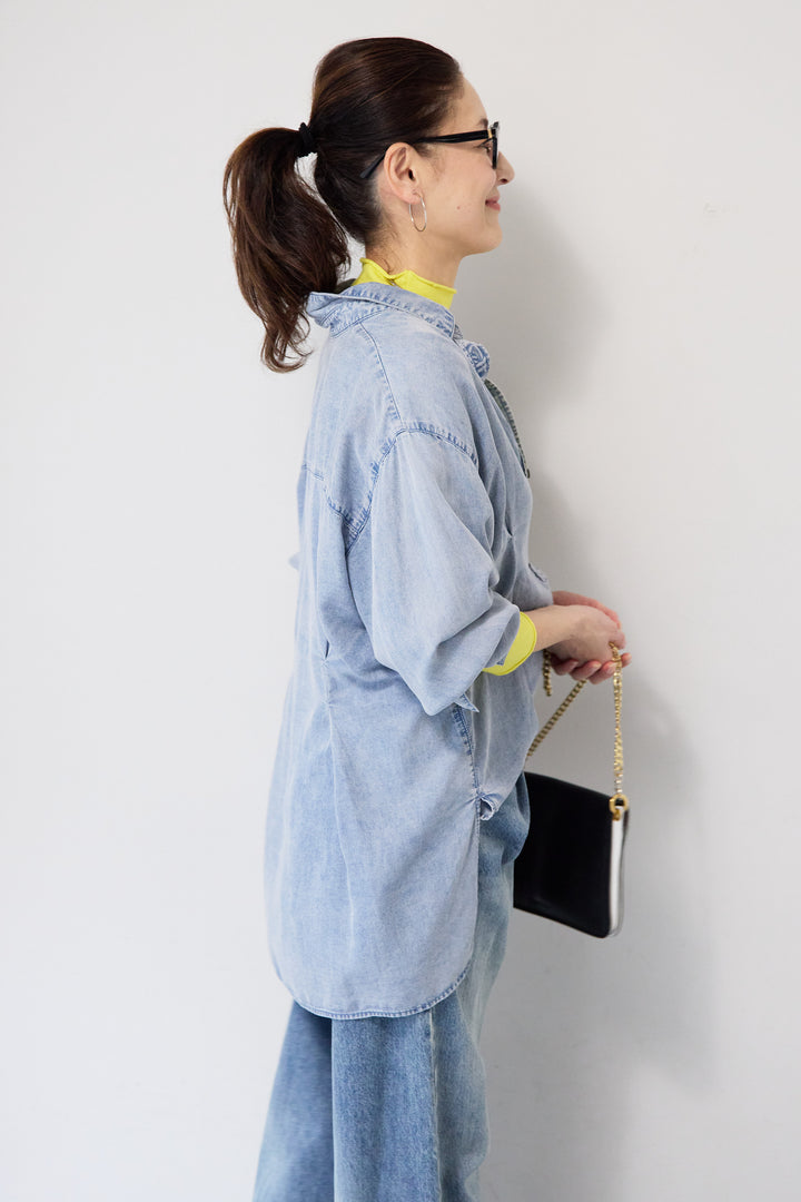 テンセルデニムタックシャツ