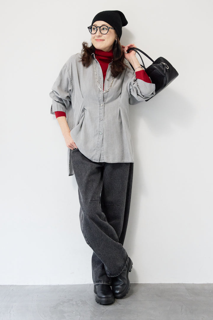 テンセルデニムタックシャツ