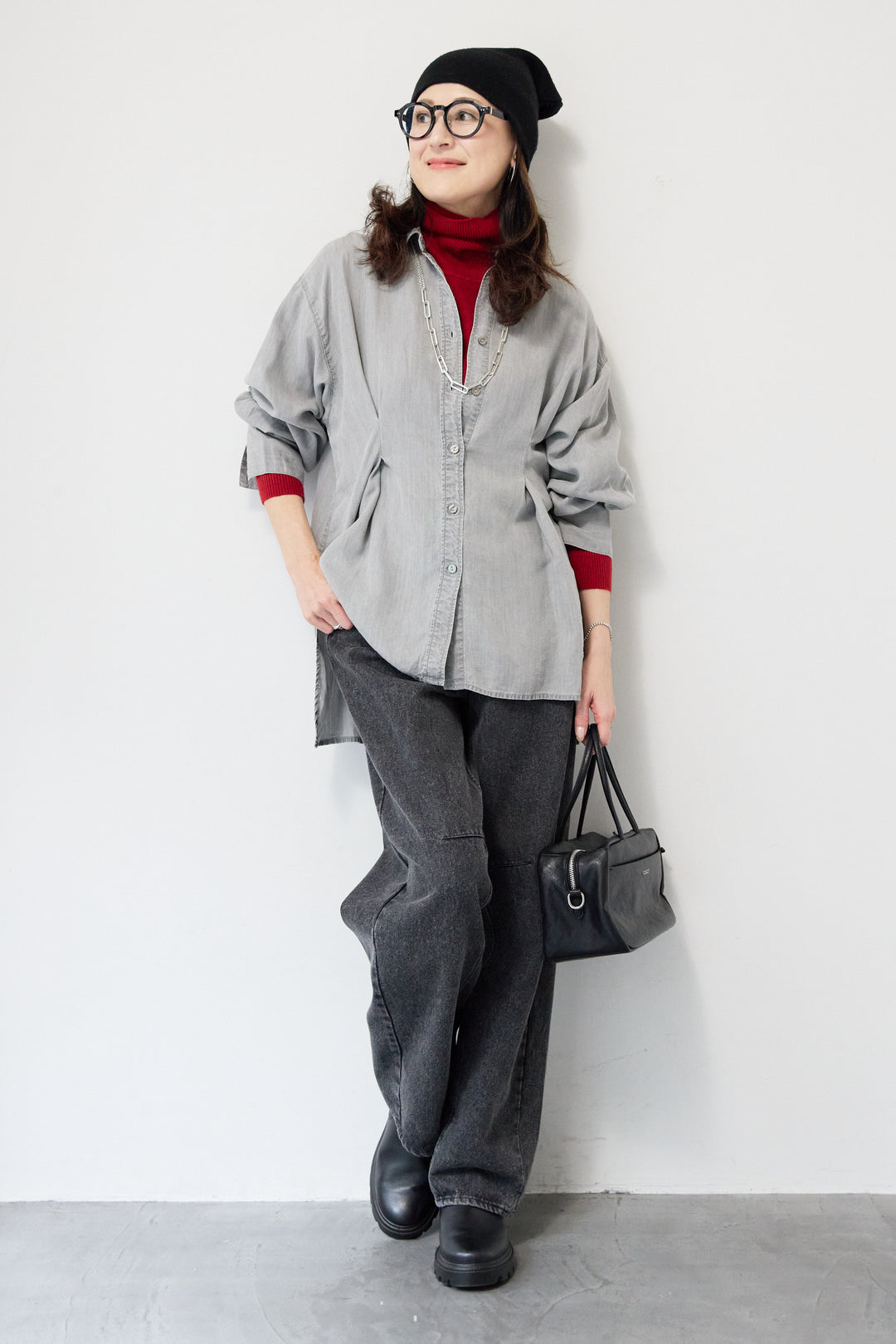 テンセルデニムタックシャツ