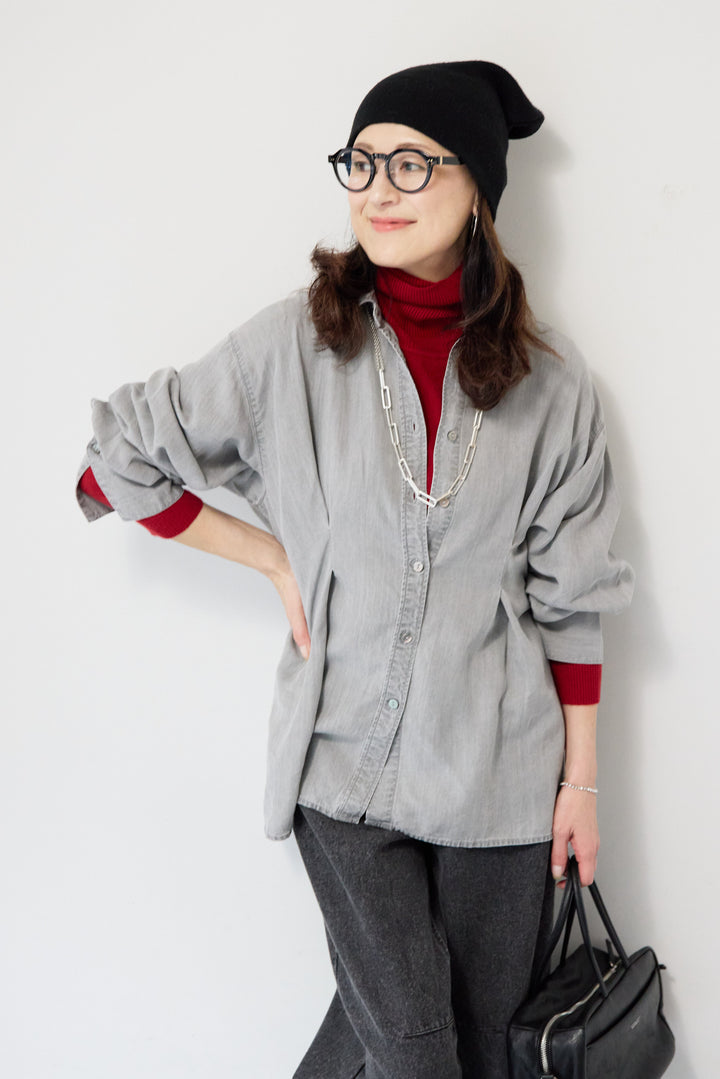 テンセルデニムタックシャツ