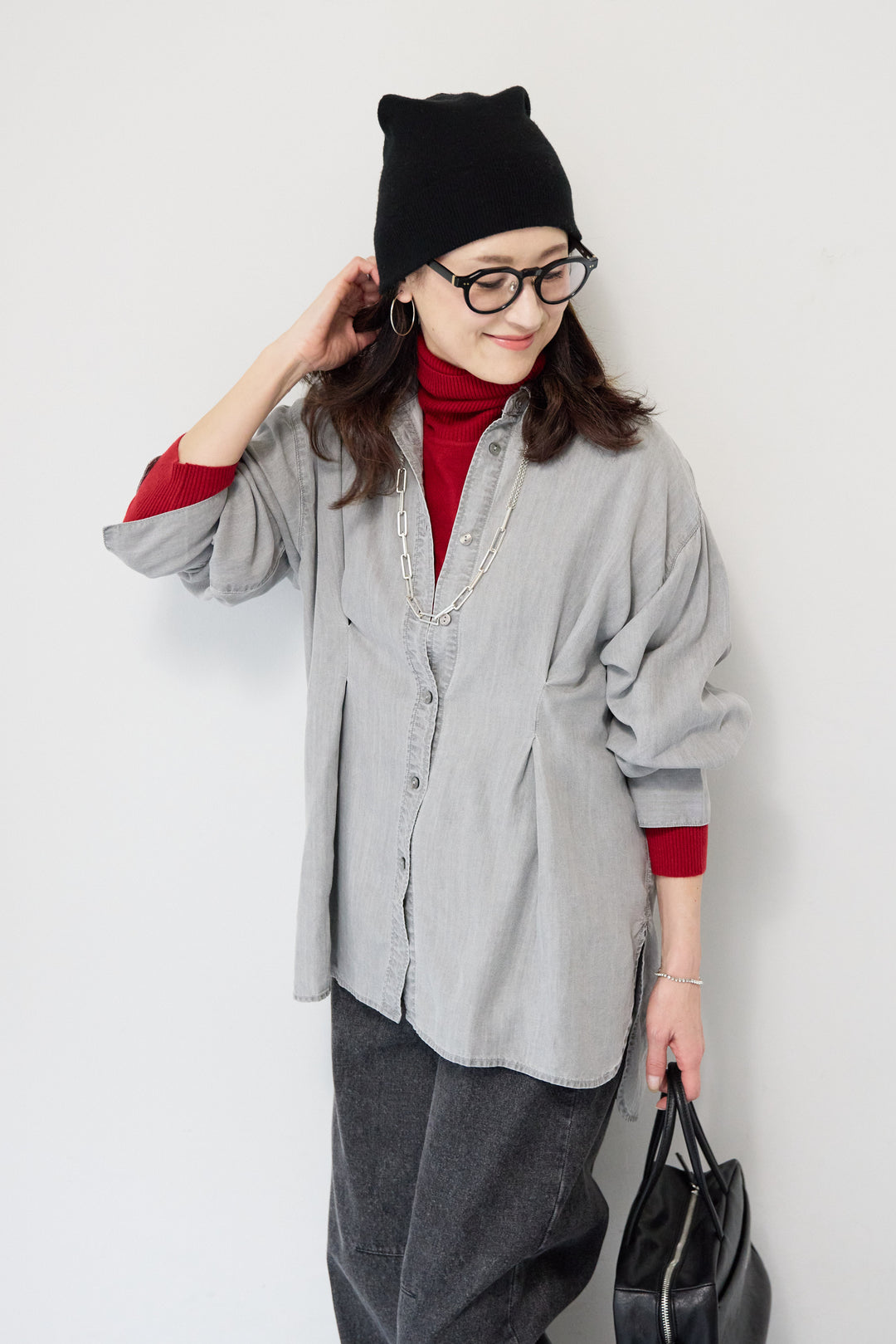 テンセルデニムタックシャツ