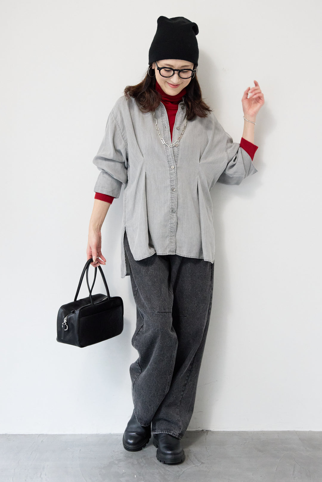 テンセルデニムタックシャツ