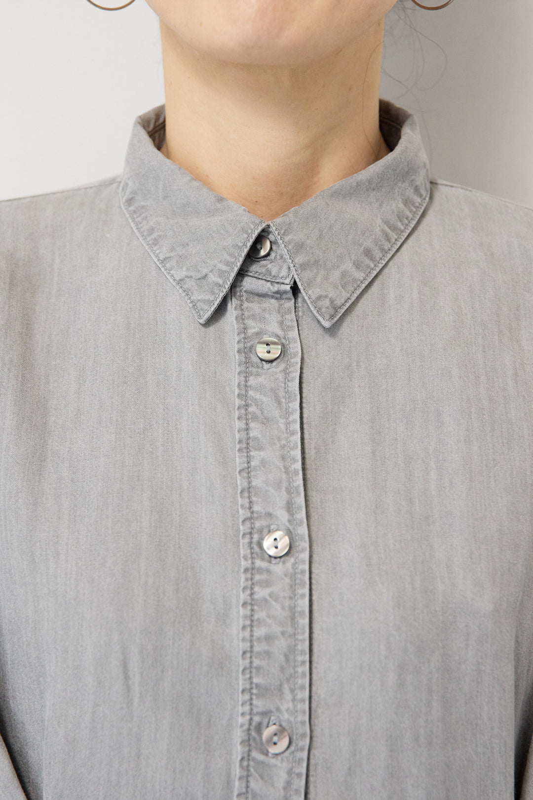 テンセルデニムタックシャツ