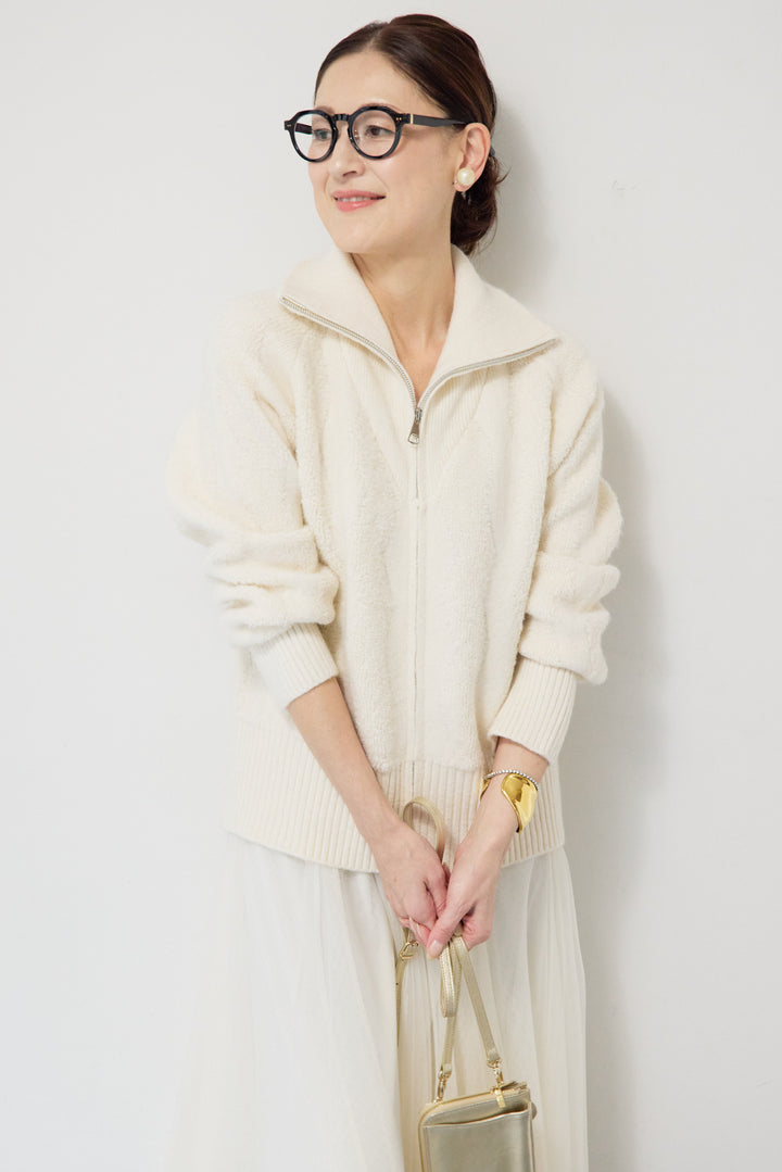 [SET]ラメダブルジップニット+チュールスカート(2set)