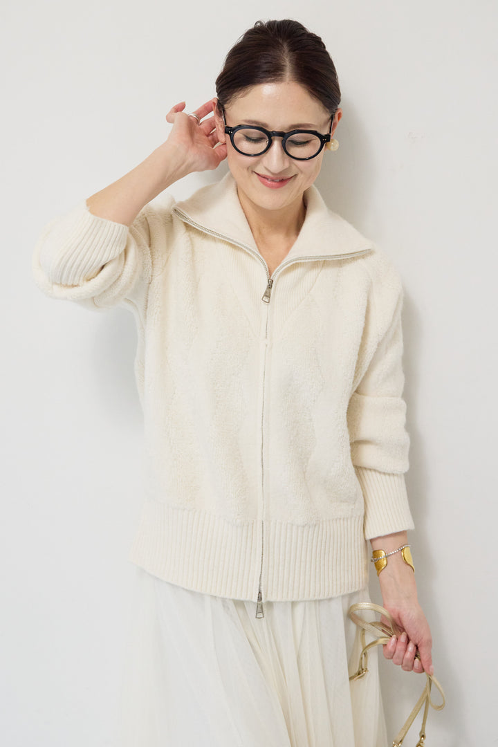 [SET]ラメダブルジップニット+チュールスカート(2set)