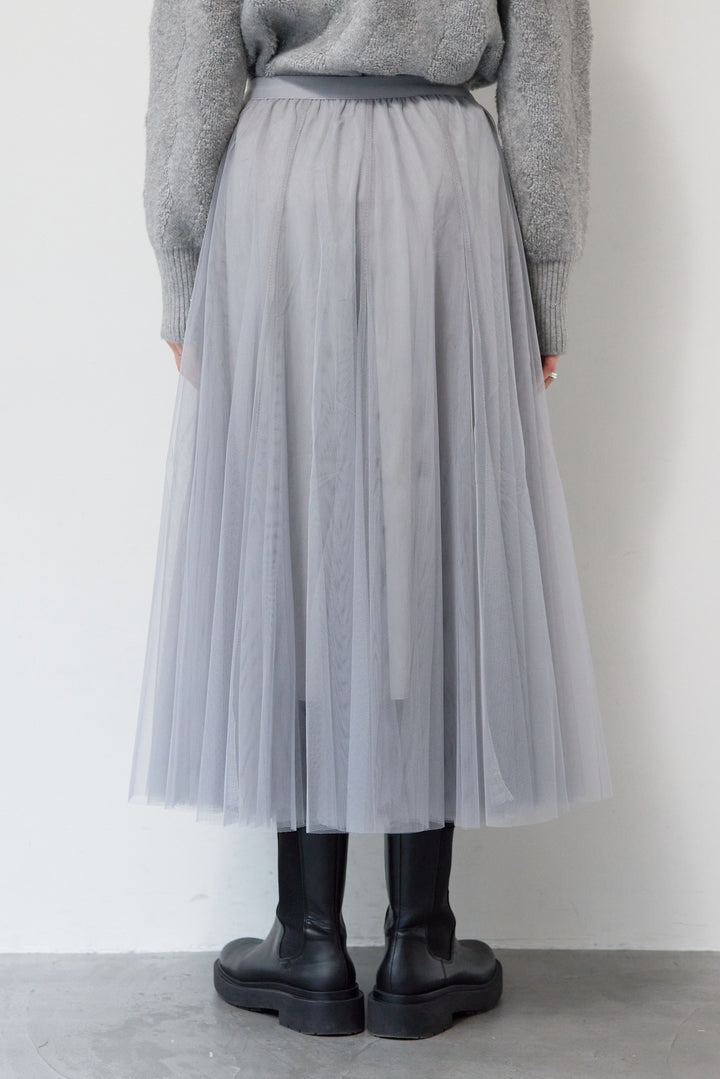 [SET]ラメダブルジップニット+チュールスカート(2set)