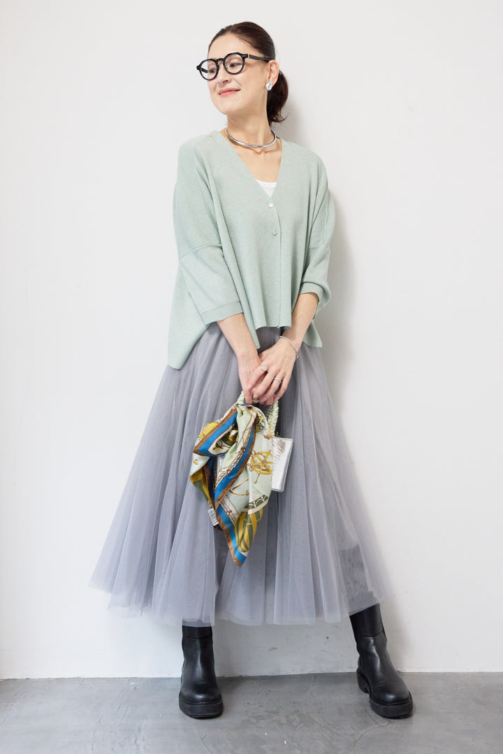 ウォッシャブルサラッとラメカーディガン