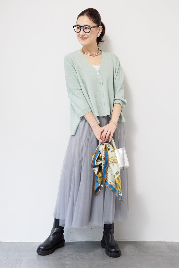 ウォッシャブルサラッとラメカーディガン