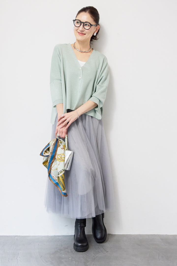 ウォッシャブルサラッとラメカーディガン