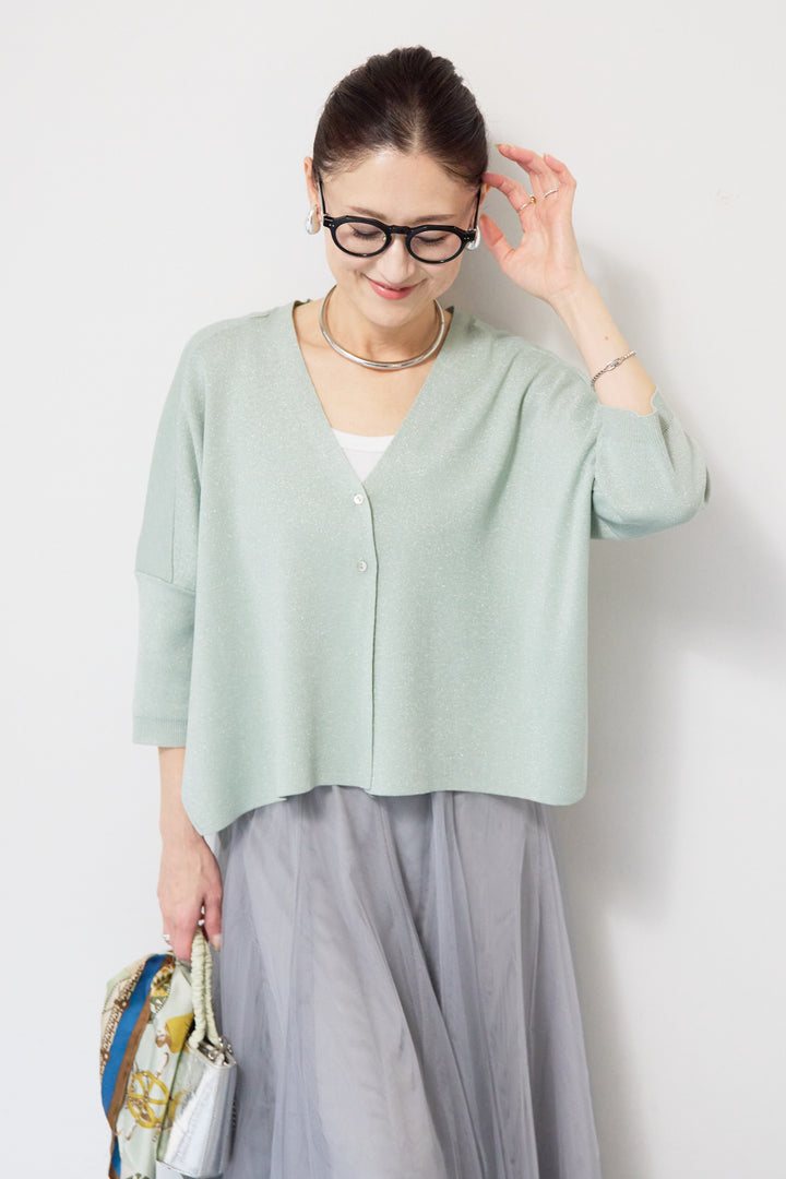 ウォッシャブルサラッとラメカーディガン