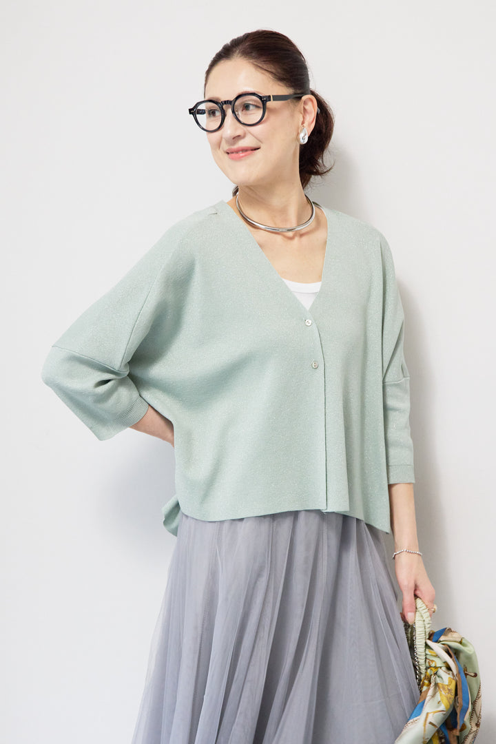 ウォッシャブルサラッとラメカーディガン