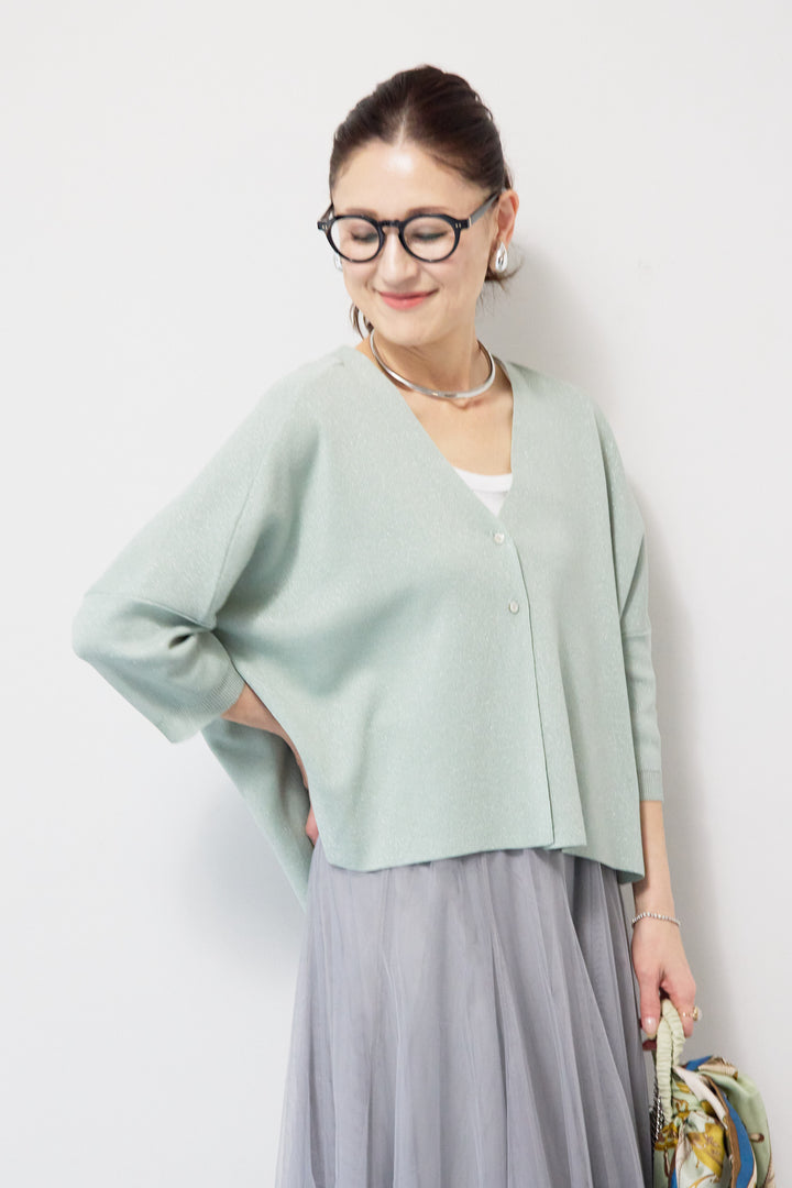 ウォッシャブルサラッとラメカーディガン