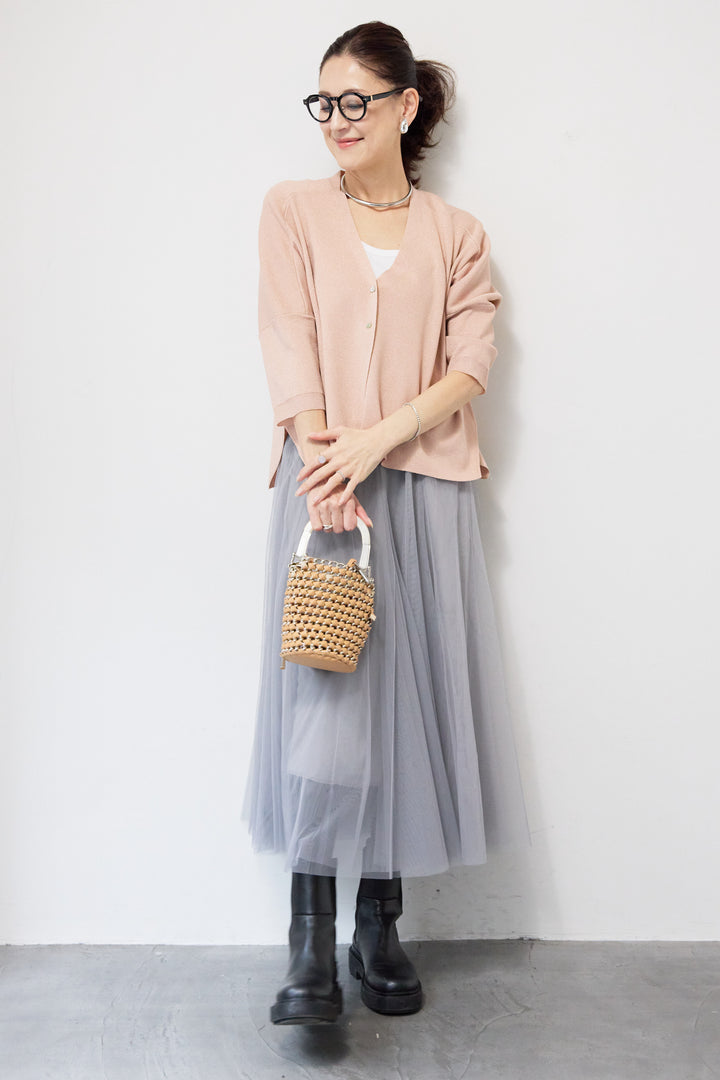 ウォッシャブルサラッとラメカーディガン