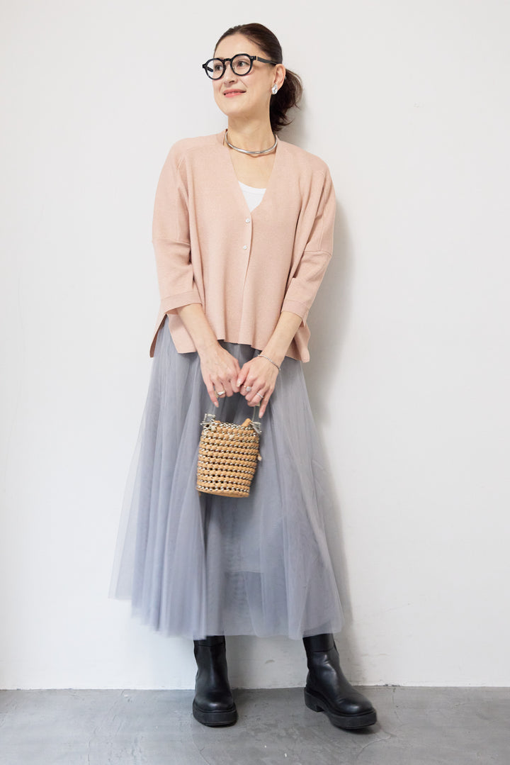 ウォッシャブルサラッとラメカーディガン