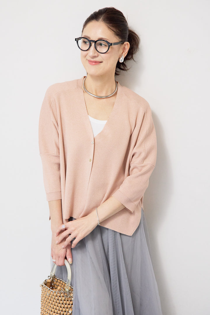 ウォッシャブルサラッとラメカーディガン