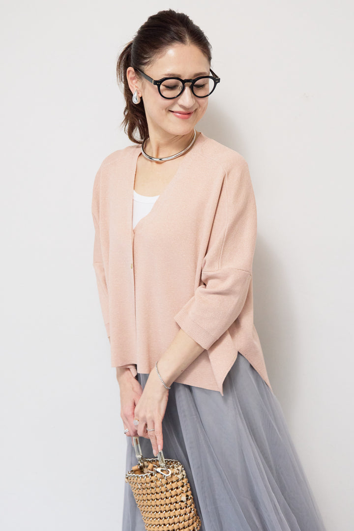 [SET]ウォッシャブルサラッとラメカーディガン+チュールスカート(2set)