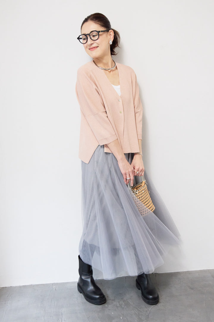 ウォッシャブルサラッとラメカーディガン