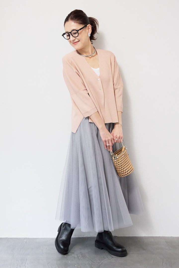 ウォッシャブルサラッとラメカーディガン