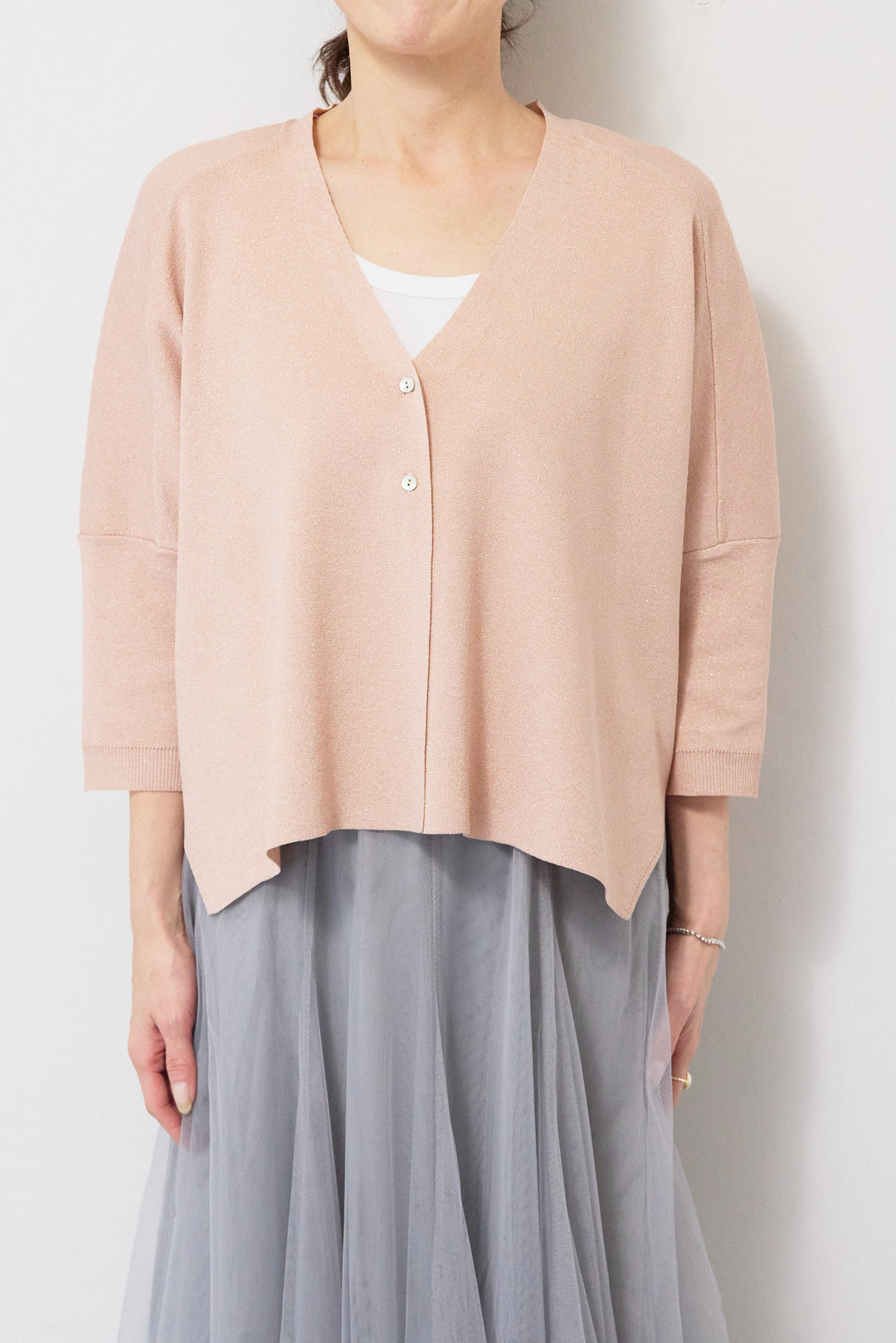 [SET]ウォッシャブルサラッとラメカーディガン+チュールスカート(2set)